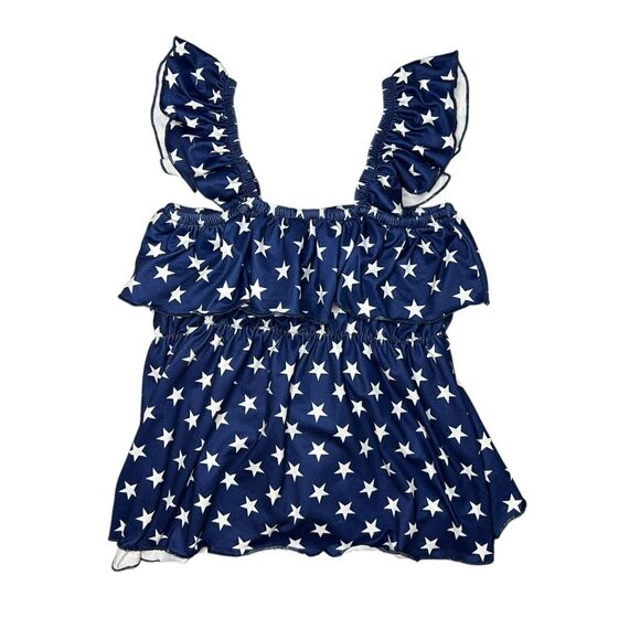 Mia Belle Girls 10/12 Patriot Stars Top and Striped Short Set 4th of July Outfit - Picture 4 of 11